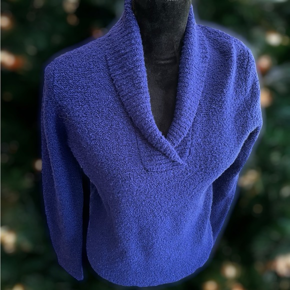 Eileen Fisher LP Large Petit merino wool & cashmere shawl collared pullover. EUC - Picture 6 of 6